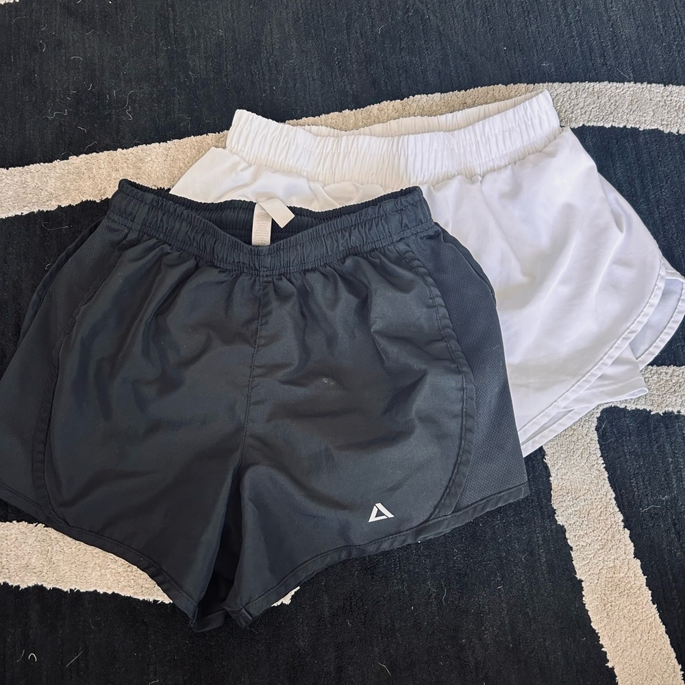 Youth Girls Black and White Athletic Shorts